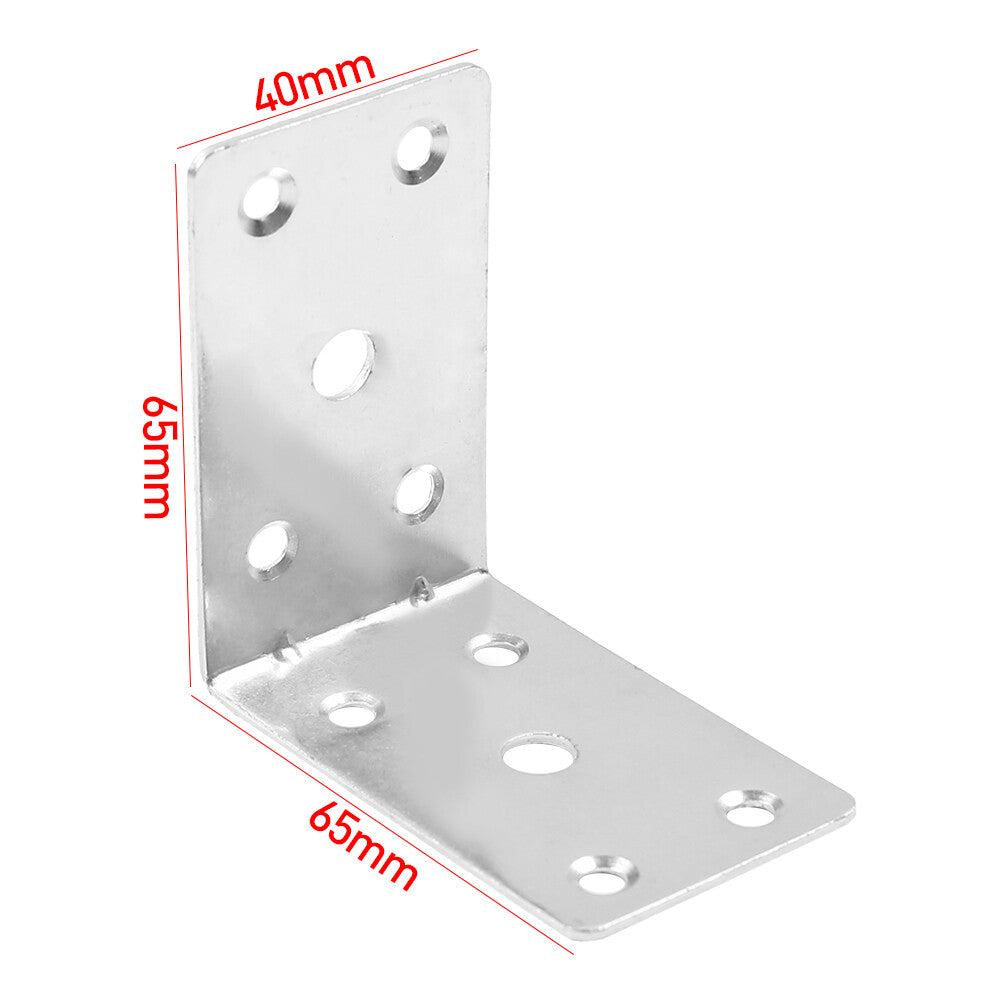50PCS Angle Bracket Heavy Duty L Corner Braces Plates For Wood Steel 65x65x40mm