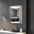 Wall-Mounted Plug-In Bathroom Organizer with 3 Storage Shelves, LED Lighted Medicine Cabinet with Mirror