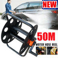 50m Portable Reinforced Tough Garden Hose Pipe Reel Cart Trolley Free Standing