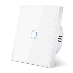 UBARO 1 Gang 86 Type Smart Wall Touch Switch Tempered Glass Panel Single Live Wire Waterproof Heat Resistant LED Indicator
