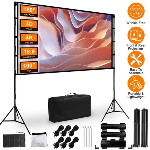 100inch/120inch Options Projector Screen With Stand 16:9 4K HD Rear Front Wrinkle-Free Portable And Foldable Movie... — kaufen online Deutschland