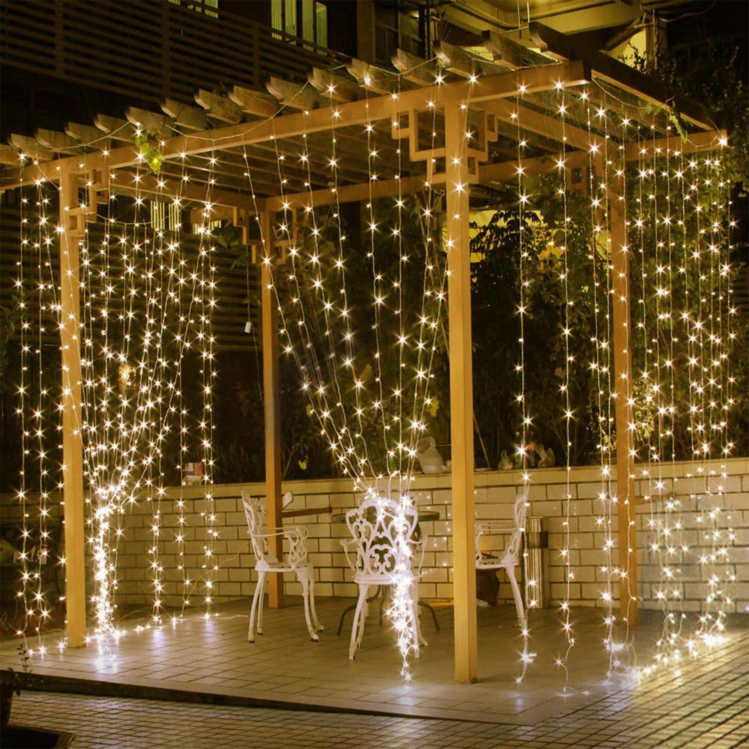 1Pc 3Meter 300 LEDs String Curtain Light With Remote 8 Light Modes IP44 Waterproof For Christmas Halloween New Year...