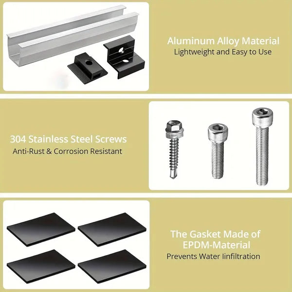12cm U-shaped Rail Solar Photovoltaic Bracket Silver Rail Six-piece Set
