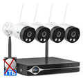 Hiseeu WK-4HBY08 4CH Wireless Security Camera System 8MP Ultra HD 4K WiFi Indoor Outdoor Color Night Vision Two-Way Audio CCTV System