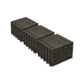 30 PCS Interlocking Deck Tiles Striped Pattern, 12inch X 12inch Dark Brown Square Acacia Hardwood Outdoor Flooring...