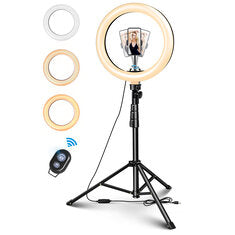 ELEGIANT EGL-06S 10 inch 3 Lighting Modes Brightness Adjustment LED Ring Light Tripod Stand Live Selfie Holder with Remote Control for YouTube Tiktok Vlog Makeup Photography