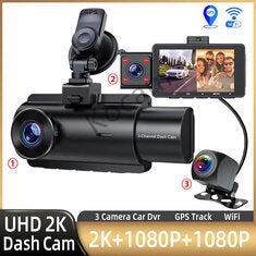 3 Channel Dash Cam Car Dash Camera With GPS WiFi IR Night Vision Camcorder
