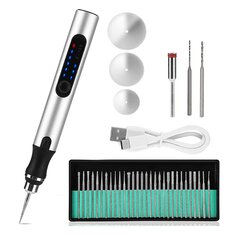 Electric Engraving Pen Kit Portable Mini Nail Rig Tool DIY Spin Etch Pen for Engraving Glass Metal Jewelry Wood Stone Nail Art