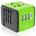 Universal Travel Adapter 3 USB & Type-C Outlet Converter US UK  EU AU Plug Power  Green