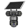Guudgo V380 12MP Tri-Lens Solar Powered PTZ Security Camera Wireless WiFi/4G PIR Motion Detect Two Way Audio IP66 Waterproof Outdoors CCTV Surveillance Cameras