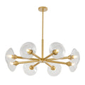 36 Modern Gold 8-Light Sputnik Chandelier With Clear Glass Shades, Mid-Century Hanging Pendant Light Fixture For Dining Room, Living Room, Or Kitchen Bulb Not Included