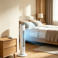 32 Inch Tower Fan With Remote & Touch Control, 110V 45W Quiet Oscillating Column Fan, Copper Motor, 3 Speeds 3 Modes, 7.5H Timer, Slim White Standing Fan For Bedroom Living Room Home Use