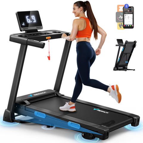 MERACH T12 Faltbares Laufband Double Deck Silikon-Stoßkissen Herzfrequenz Klappbar Smart Fitness