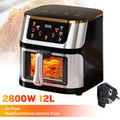 Heißluftfritteuse 12L Groß Multifunktional 7 Zubehör Spülmaschinenfest LED Touchscreen 8 Modi