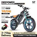 DEEPOWER S7 E-Fatbike 250W 48V 20Ah 20x4.0 Zoll Fat Tire 7-Gang Doppelscheibenbremse Herausnehmbarer Akku Elektrofahrrad Erwachsene