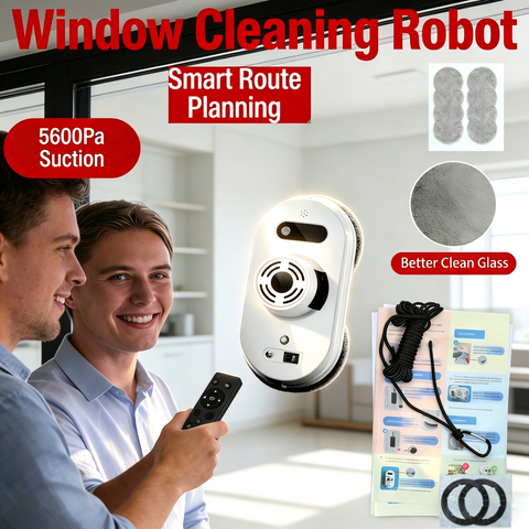 Fensterreinigungsroboter 6000Pa Automatische Wegplanung Rahmenlose Glasflächen Fernbedienung Smart Home