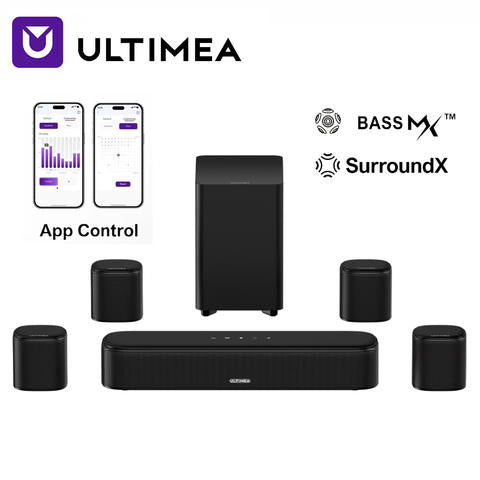ULTIMEA 7.1ch Soundbar TV Subwoofer 4 Surround Lautsprecher Virtual Surround BassMX SurroundX Smart