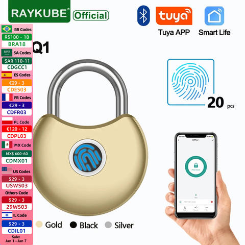 RAYKUBE PQ1 Smart Fingerabdruck Vorhängeschloss IP65 Tuya BLE Remote USB Lade Anti-Diebstahl