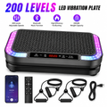 Bluetooth Vibrationsplatte 200 Stufen LED Bildschirm 2 Zugseile 4 Widerstandsbänder Fitness Smart