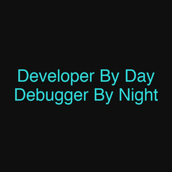 Developer By Day Debugger By Night