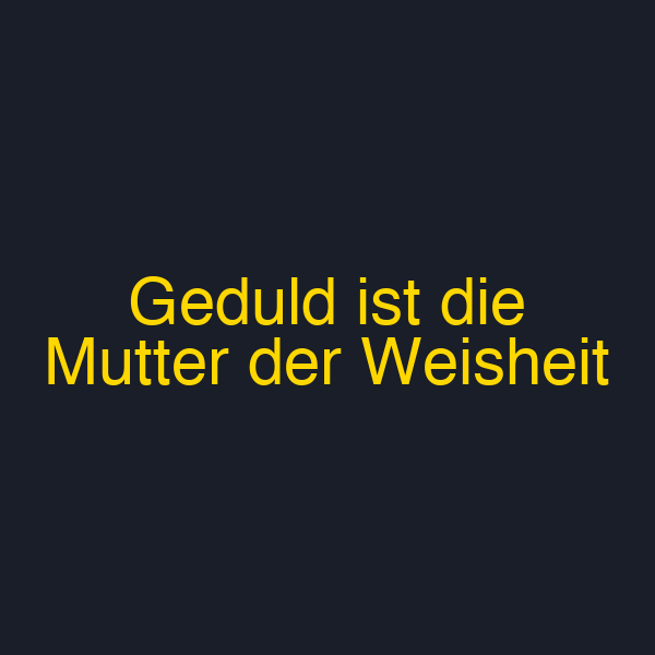 Geduld ist die Mutter der Weisheit