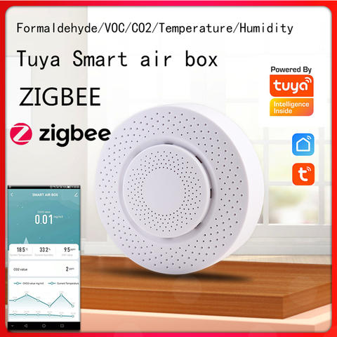 Smart Zigbee Tuya CO2 Gassensor Formaldehyd VOC Temperatur Luftfeuchtigkeit App