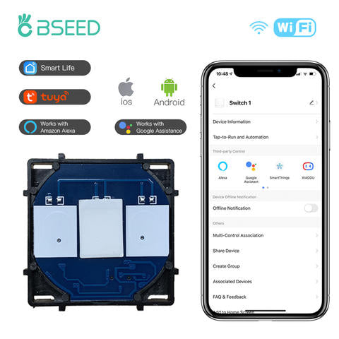 BSEED Smart Touch Schalter 1 2 3 Gang WIFI Lichtschalter Smart App Steuerung Neutral Erforderlich