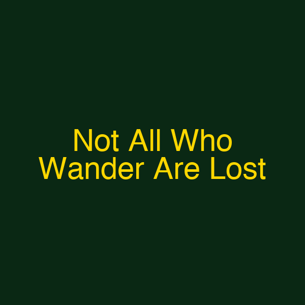 Not All Who Wander Are Lost
