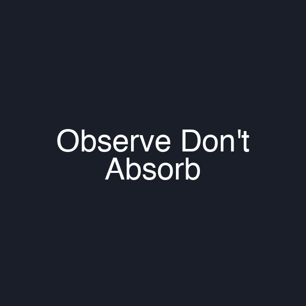 Observe Don't Absorb