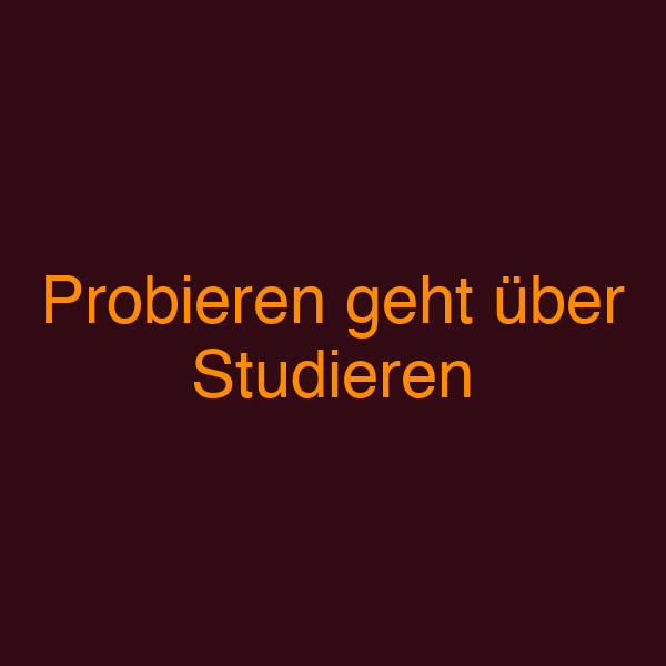 Probieren geht über Studieren