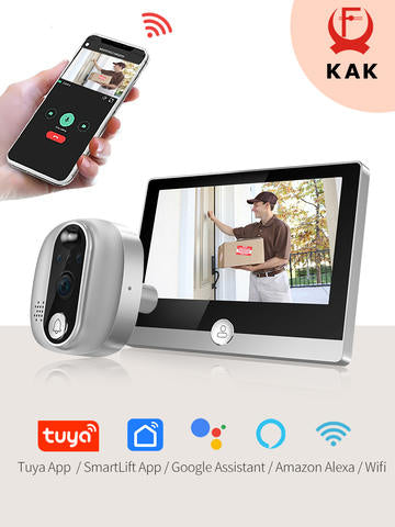 Tuya 1080P WiFi Türklingel Kamera Google Alexa Smart Life Video Guckloch PIR Bewegungsdetektor digitaler Tür Betrachter Intercom