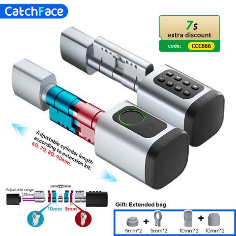 V1 Pro+ TUYA App Smart Türschloss Zylinder Fingerabdruck PIN RFID Europäisch Smart