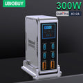 Ubigbuy 300W GaN Ladegerät PPS PD 100W 6-Port Digital Display Schnellladestation MacBook iPhone