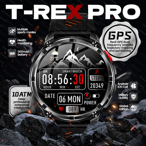 1100mAh Herren Smartwatch Outdoor GPS 10ATM Bluetooth Anruf Sport für Android iOS