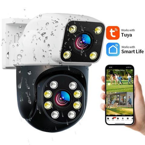 Tuya Smart 8MP WLAN PTZ Outdoor Kamera Dual-Screen AI KI-Tracking Sirenenalarm Bewegungserkennung