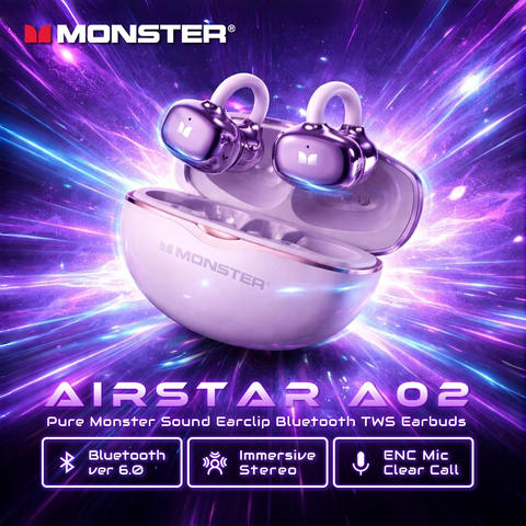 Monster Airstar A02 OWS Ohrclip 360 HiFi Stereo Bluetooth 6.0 IPX4 Wasserdicht Sport TWS