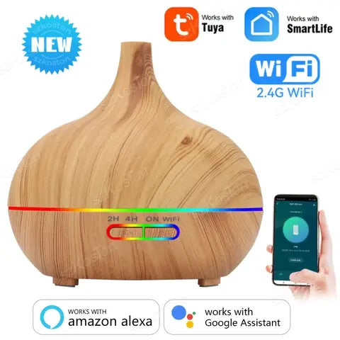 Tuya WiFi Luftbefeuchter Aroma Öl Diffusor Smart Home Ultraschall 400ml Alexa Google