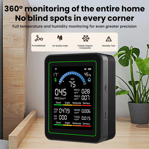 Tuya WiFi 10-in-1 Luftqualitätsdetektor CO2 PM2.5 Formaldehyd Temperatur Feuchtigkeitsmesser