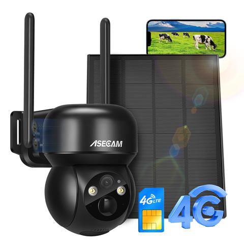ASECAM 4G Solar Außenkamera 4K 8MP 15000mAh Akku PTZ Menschenerkennung Smart Home Überwachung