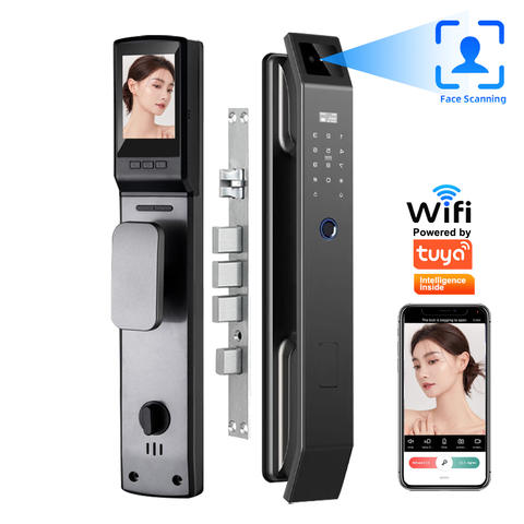 RAYKUBE DF14 Tuya WiFi 3D Gesichtserkennung Fingerabdruck Smart Lock Kamera Zwei-Wege-Audio Videoanruf App