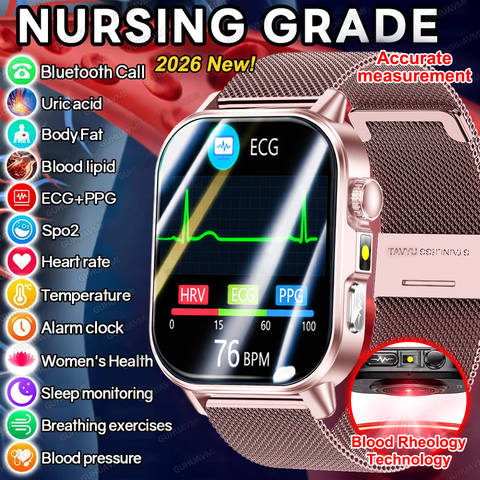 Care Grade Gesundheits-Smartwatch EKG+PPG Blutdruck Harnsäure Bluetooth AMOLED