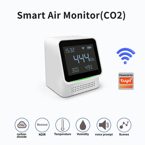 Lincukoo Tuya WiFi Smart Air Monitor NDIR CO2 Temperatur Luftfeuchtigkeit Echtzeit Alarm