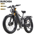 BURCHDA HC26 48V 30Ah 3000W Doppelmotor Elektrofahrrad 26×4.0 Fat Tire Hydraulisch Groß Reichweite Smart E-Bike