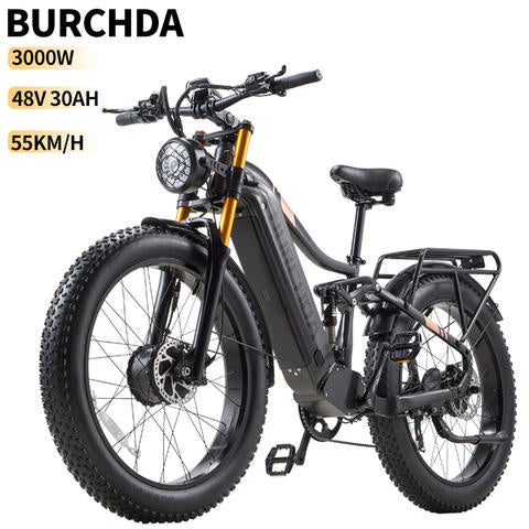 BURCHDA HC26 48V 30Ah 3000W Doppelmotor Elektrofahrrad 26×4.0 Fat Tire Hydraulisch Groß Reichweite Smart E-Bike