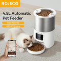 ROJECO Edelstahl 4.5L Katzenfütterer WiFi App Sprachaufzeichnung Smart Dispenser Hund Haustier