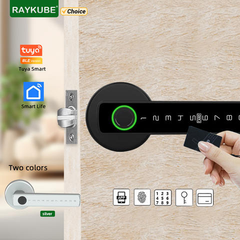 RAYKUBE M5 Tuya BLE Smart Fingerprint Türschloss Passwort IC-Karte Smartlife APP Schlüssel Entsperren Smart