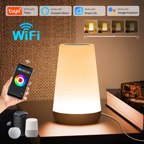 Tuya WiFi Smart Nachtlicht LED Dimmbar RGB Touch App Alexa Google Tischlampe Stimmungslicht