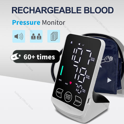 JUSTLANG Blutdruckmessgerät Arm Wiederaufladbar Sprachausgabe Großes Display Automatisch Tonometer Smart