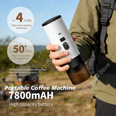 Tragbare Kaffeemaschine kabellos 15 Bar 7800mAh Digitalanzeige 3-in-1 Nespresso DolceGusto