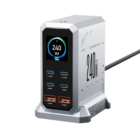 240W GaN Ladegerät 6-in-1 Hub PD3.1 140W PPS USB-C Digitalanzeige Schnellladestation Macbook iPhone Samsung Smart